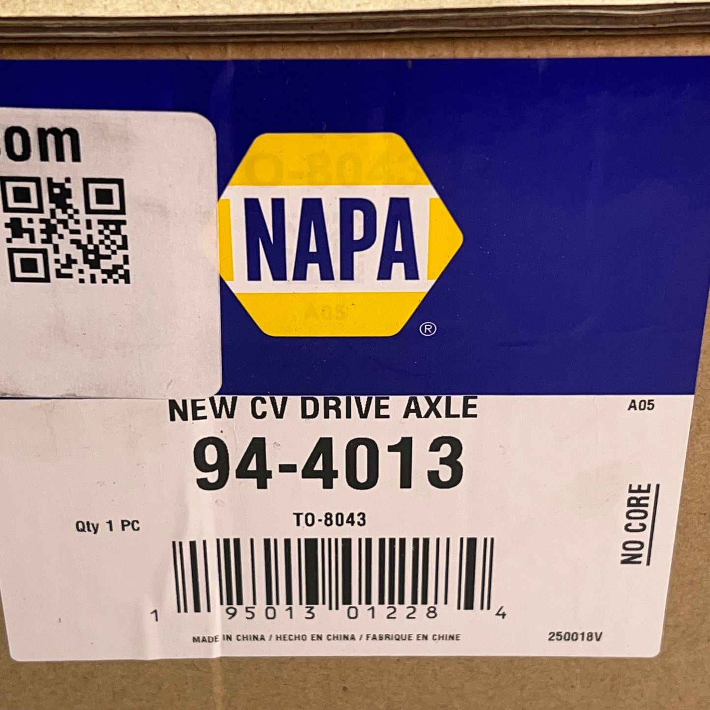 NAPA CV Drive Axle For Toyota 4 Runner & Tacoma Vehicle Models 94-4013 / TO-8043