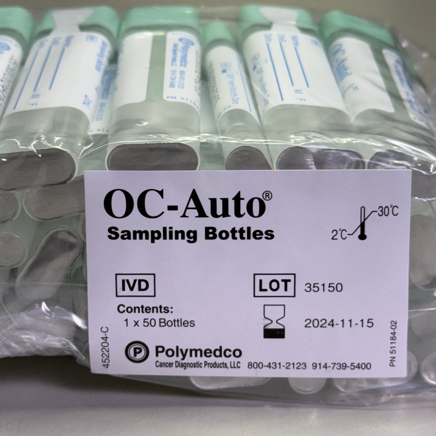 ZA@ OC AUTO (1000 Tests) Sampling Bottles Sz 3" H x 0.5" W, Clear OCS2 11/24 A