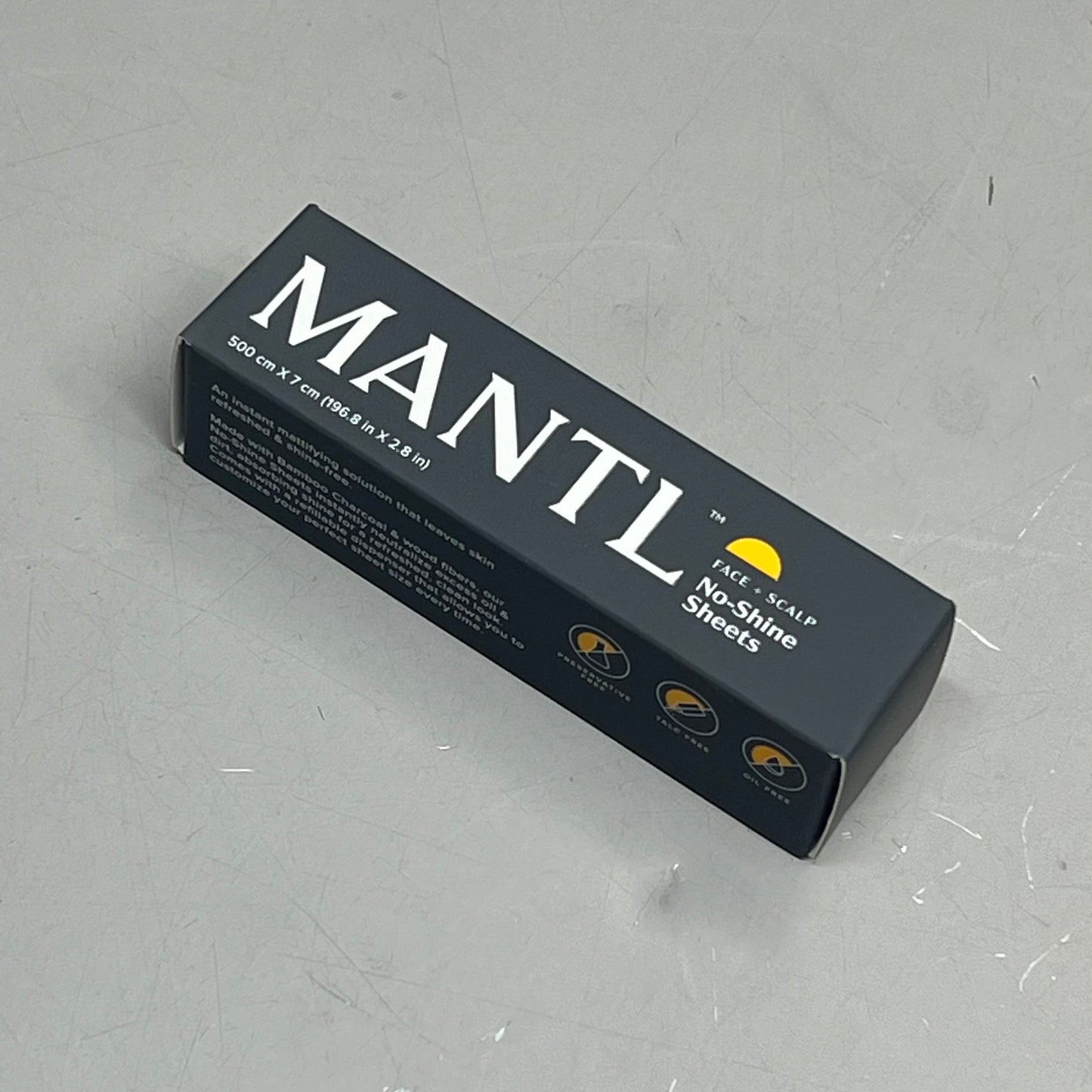 MANTL No-Shine Mattifying Sheets Made W/ Bamboo & Charcoal 196.8" X 2.8" Black