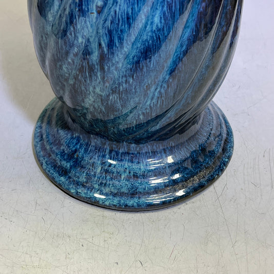 ZA@ Glazed Pottery 2 Piece Swirl Bird Bath 22" L x 20" Dia  Aqua Blue/Navy