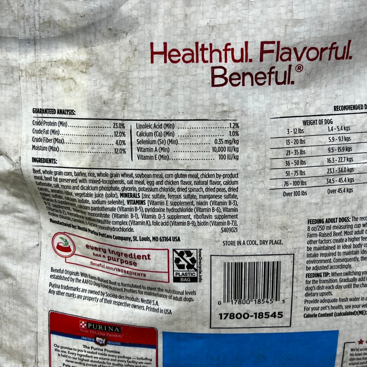 ZA@ PURINA Beneful Originals With Farm Raised Beef 28Lbs (AS-IS, Open Bag)