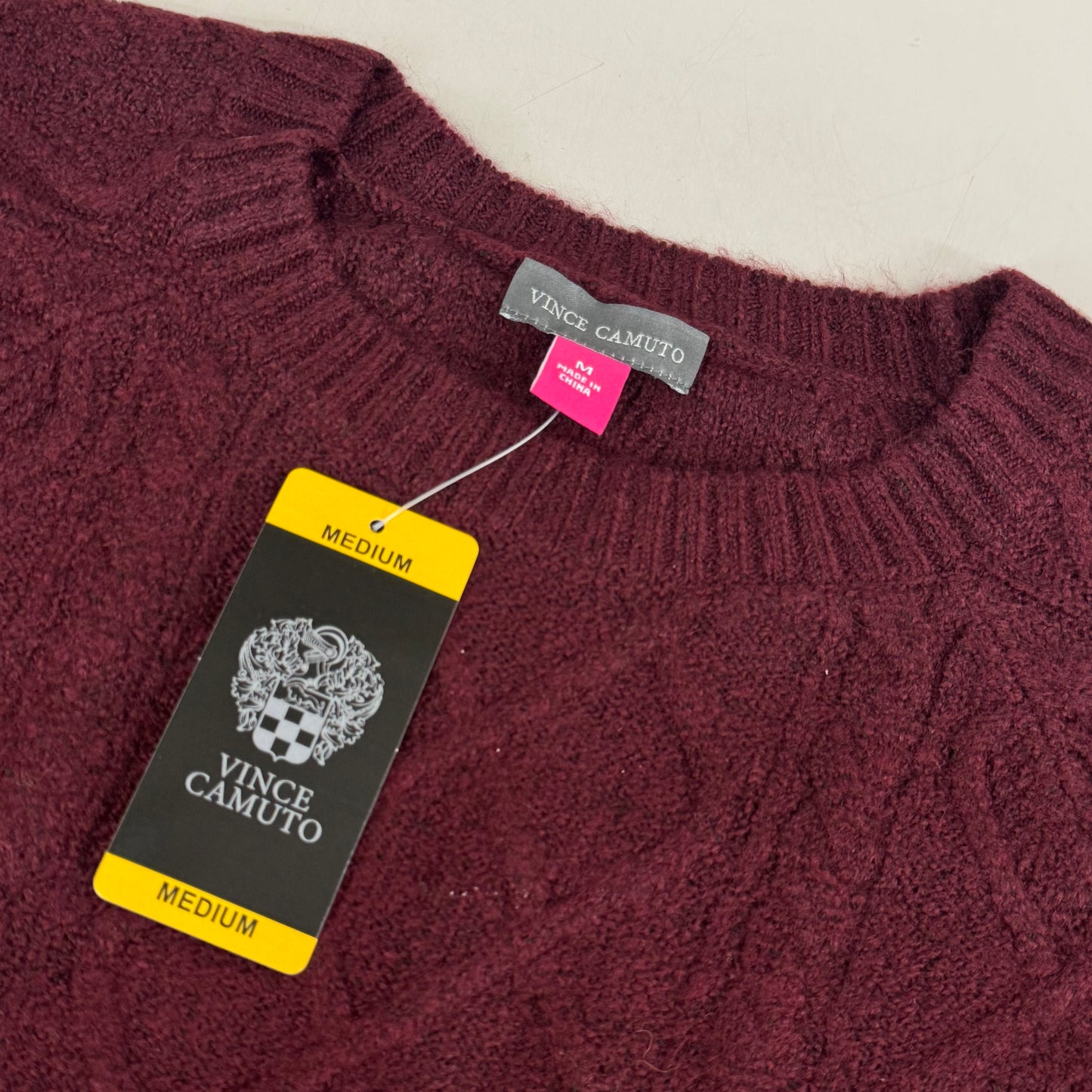 VINCE CAMUTO Cable Knit Sweater Women's Sz-M Wine SC2895