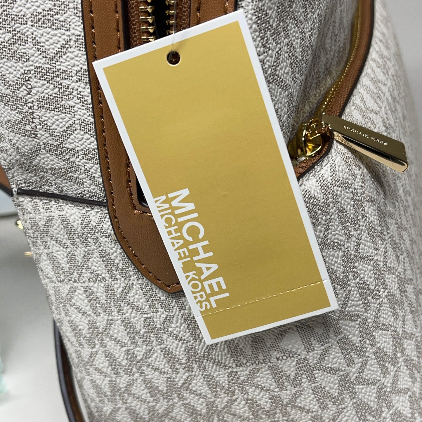 MICHAEL KORS Valerie Backpack Purse Vanilla / Acorn 38F2G9VB2B