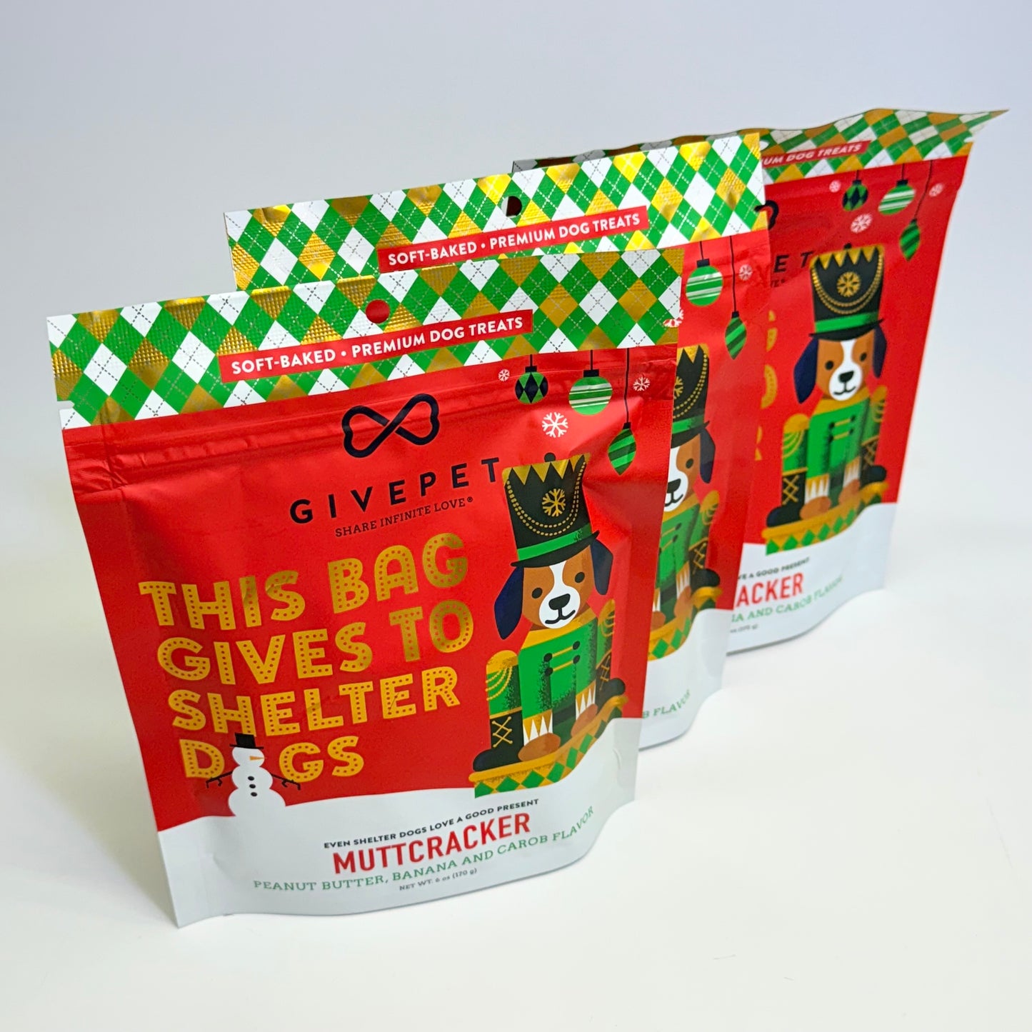GIVEPET (3 PACK) Muttcracker Premium Dog Treats Soft Baked 6 oz BB 09/27