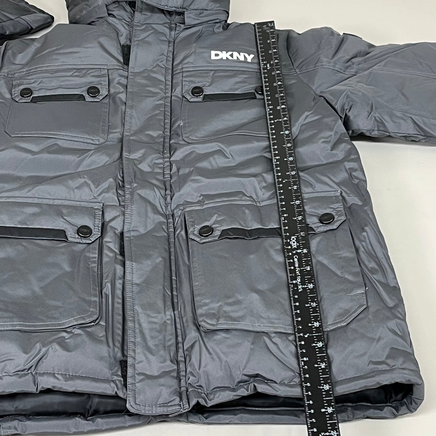 DKNY Boys' Winter Jacket Insulated Quilted Puffer Parka 14/16 Charcoal