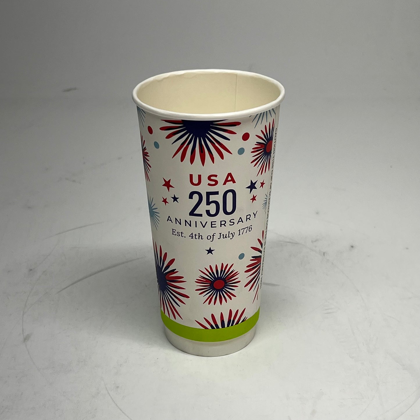 ZA@ SURGE SUPPLY CO  (500 PACK) Paper Usa 250 Anniversary 4th Of July Cups Medium | Red/White/Blue/Green HC-20S-DW-RBCL