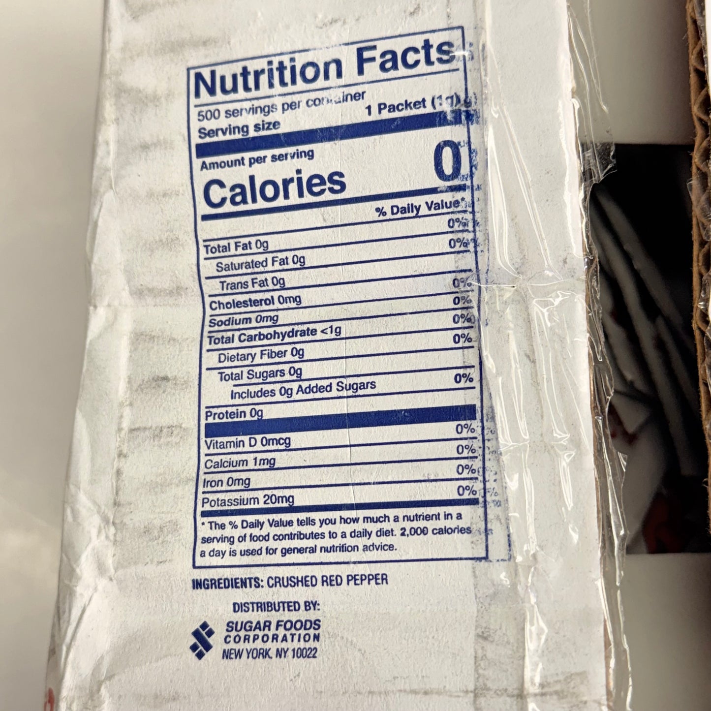 N'JOY (500 PACK) Crushed Red Pepper 1g BB 10/26 (New - Damaged Box - Opened)