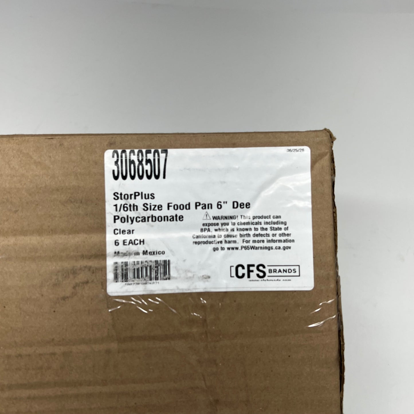 CARLISLE (6 PACK) Storplus Polycarbonate Food Pan  1/6" 6" Deep Clear 3068507