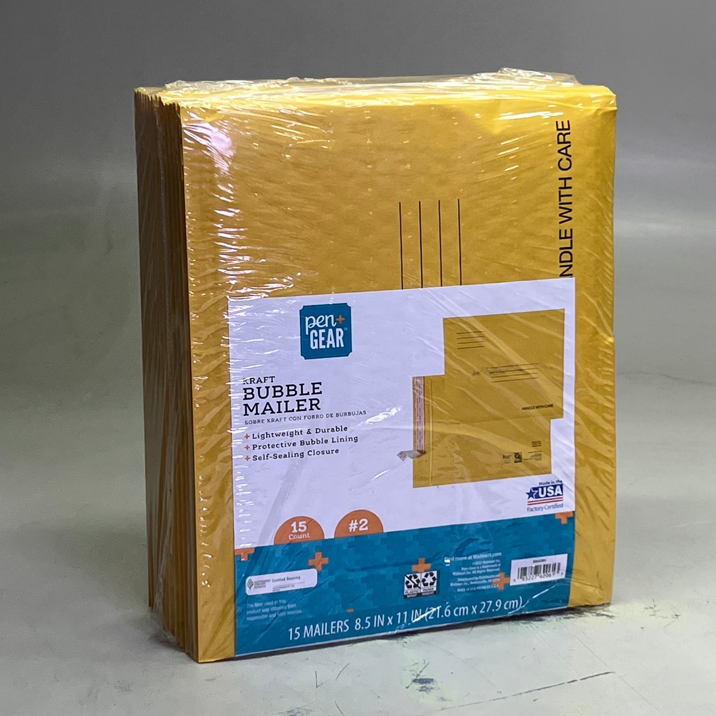 PEN+GEAR (90 Count) #2 Kraft Bubble Mailer 8.5" x 11" Yellow WAL62061
