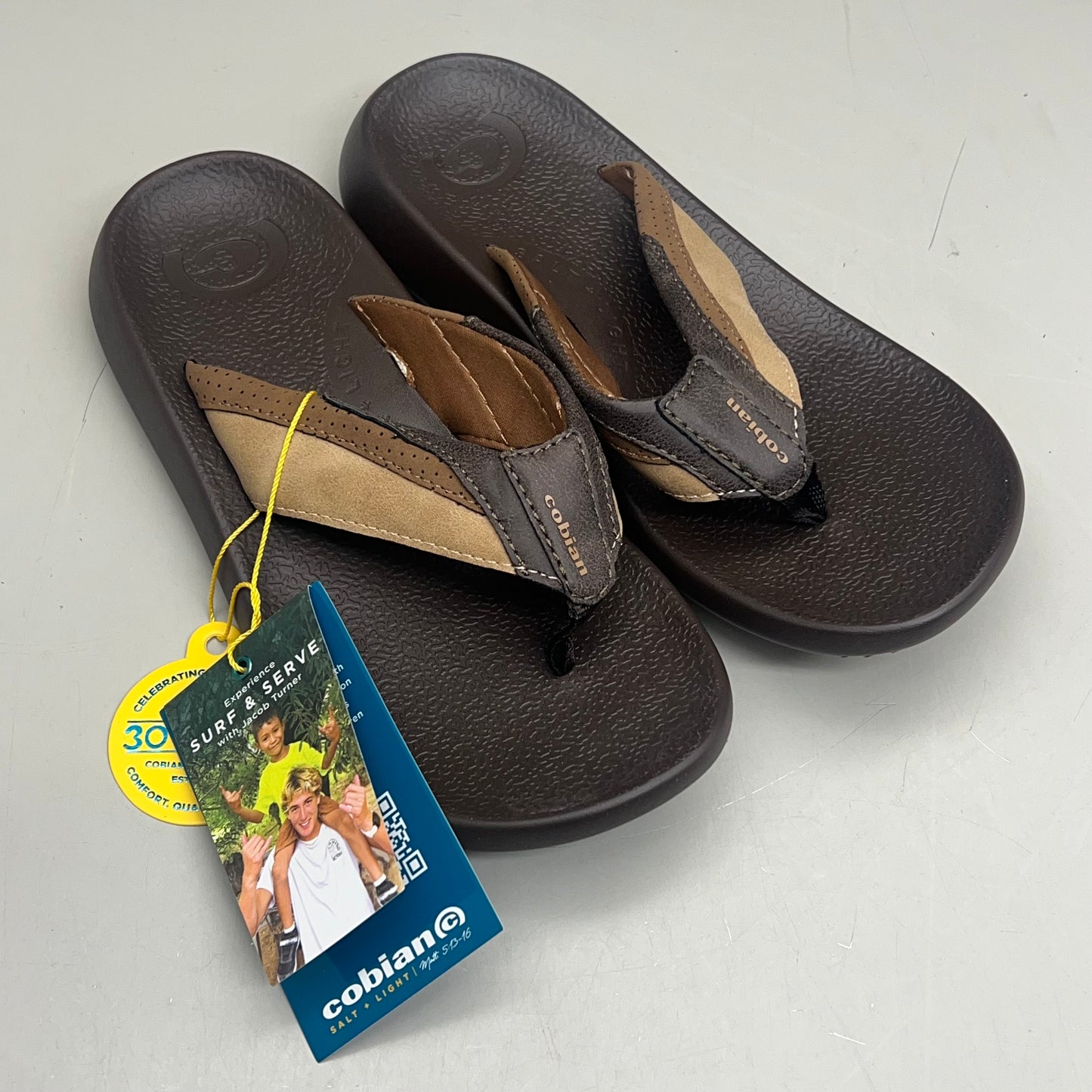 COBIAN Compass Synthetic Leather Strap Sandals Men's Sz 12, EU 45 Chocolate COM25-201-12