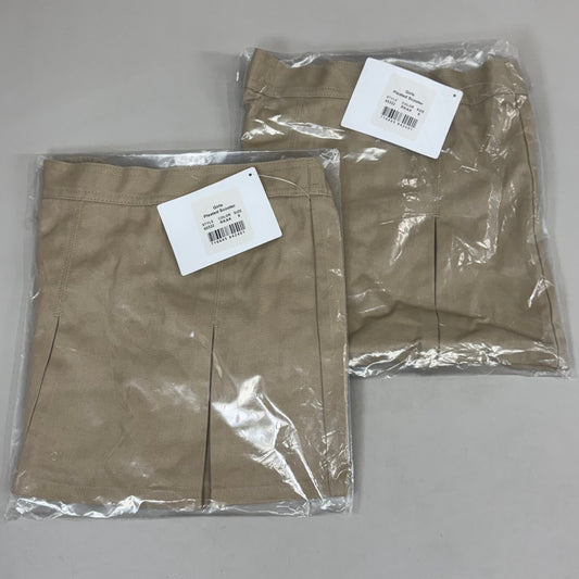 PLUSE UNIFORM (2 PACK) Girls Pleated Skirt w/ Built-in Shorts Youth Girl's Sz 6 Khaki
