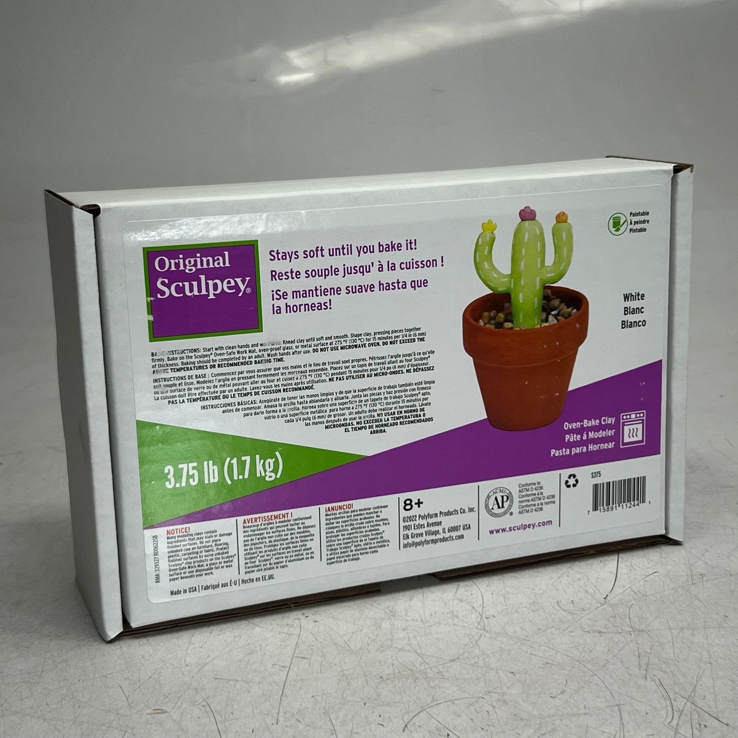 ORIGINAL SCULPEY (3 PACK) Polymer Clay 3.5 Lb White S375