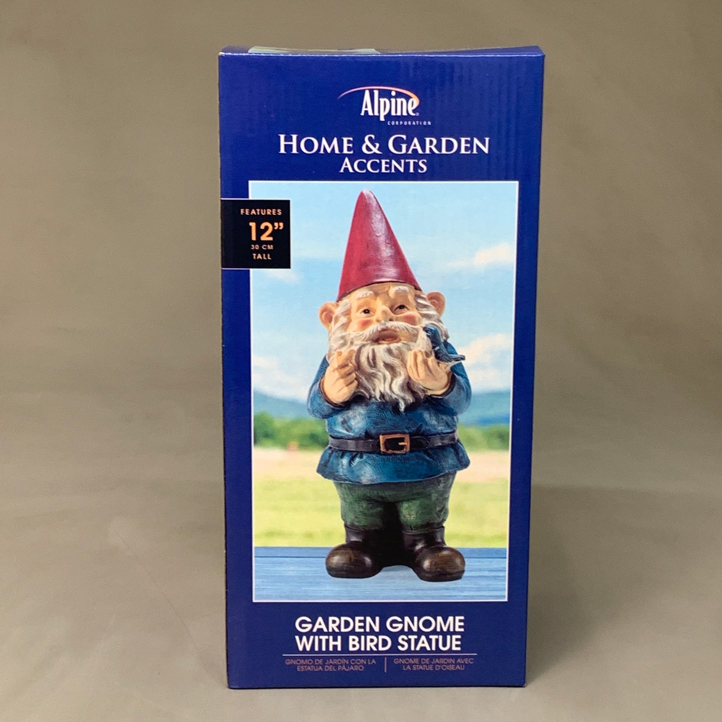 ALPINE Garden Gnome Holding Bird Home & Garden Accents WAC406 (New)