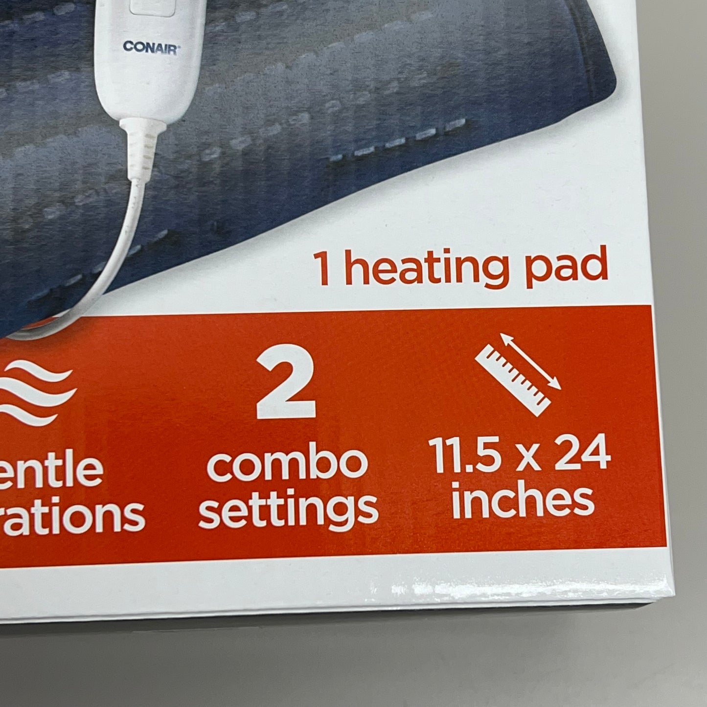 CONAIR Comfort Massaging Heating Pad Soothing 11.5" X 24" Navy Blue HP08FWX