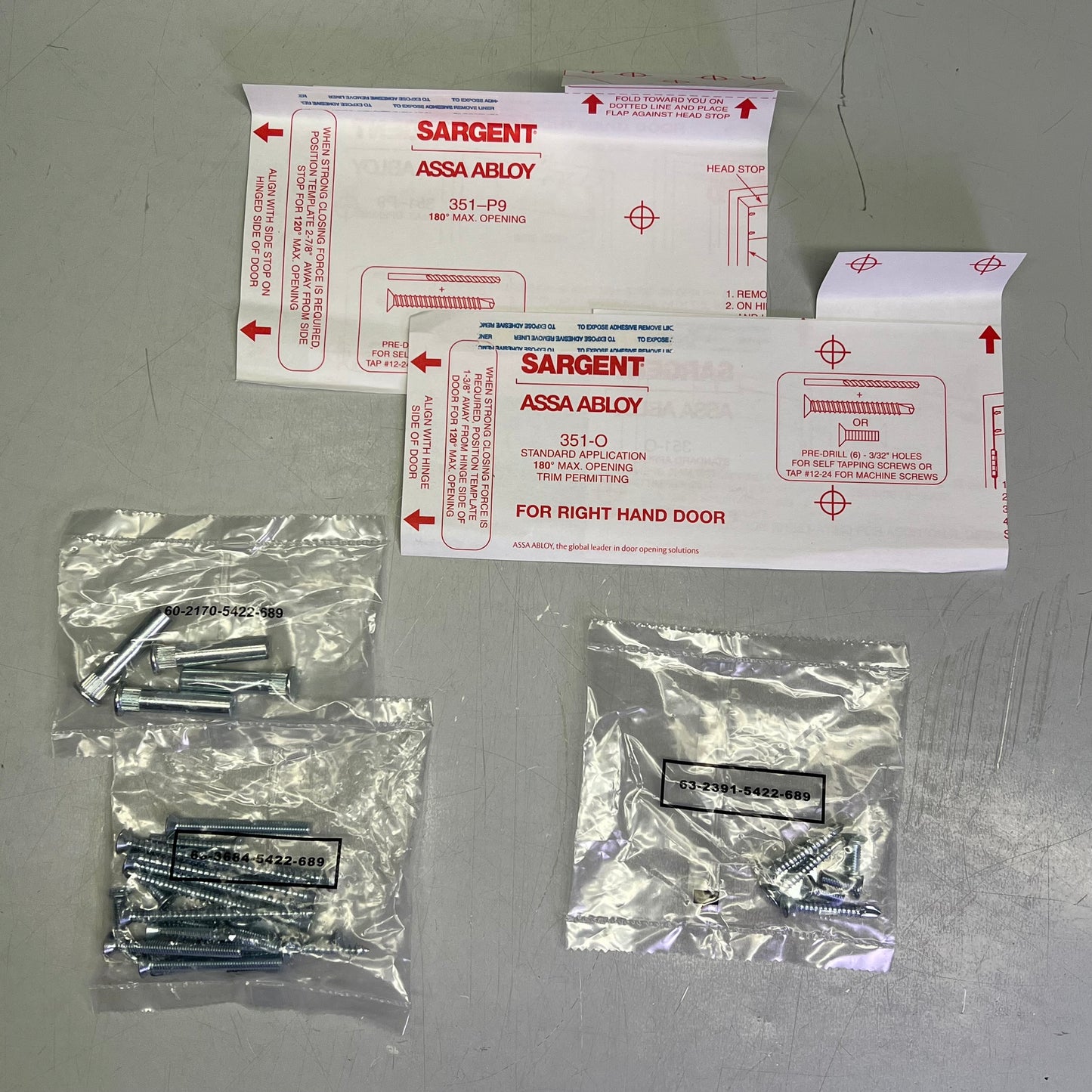 ASSA ABLOY Sargent Universal Arm Pack Powerglide 351 Series Gray TB351UOEN