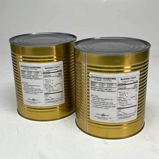 ZA@ ABBYS BEST (2 PACK) Dehydrated Hasbrowns in Can 2lb 9 Servings Each