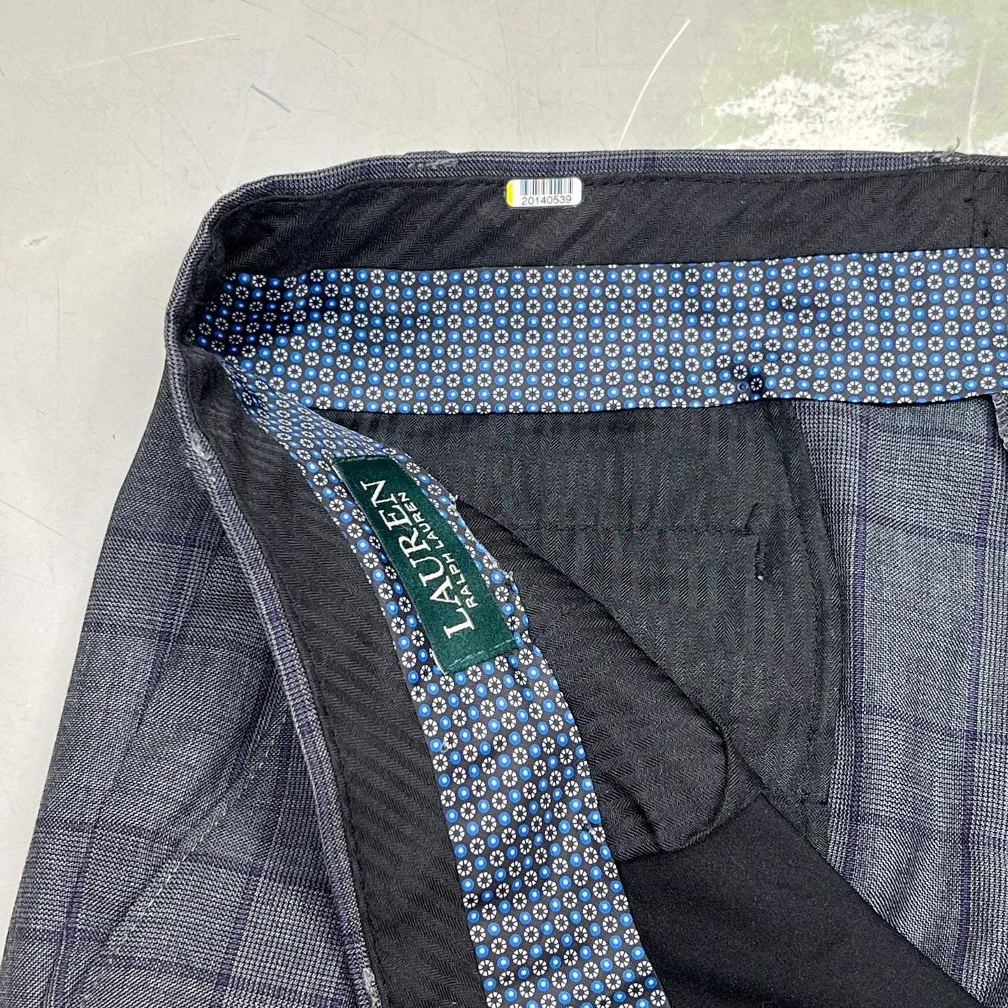 RALPH LAUREN  70% Wool Hand Tailored Suit Set Men's Sz 42 L Grey Purple Plaid (Pre-Owned)