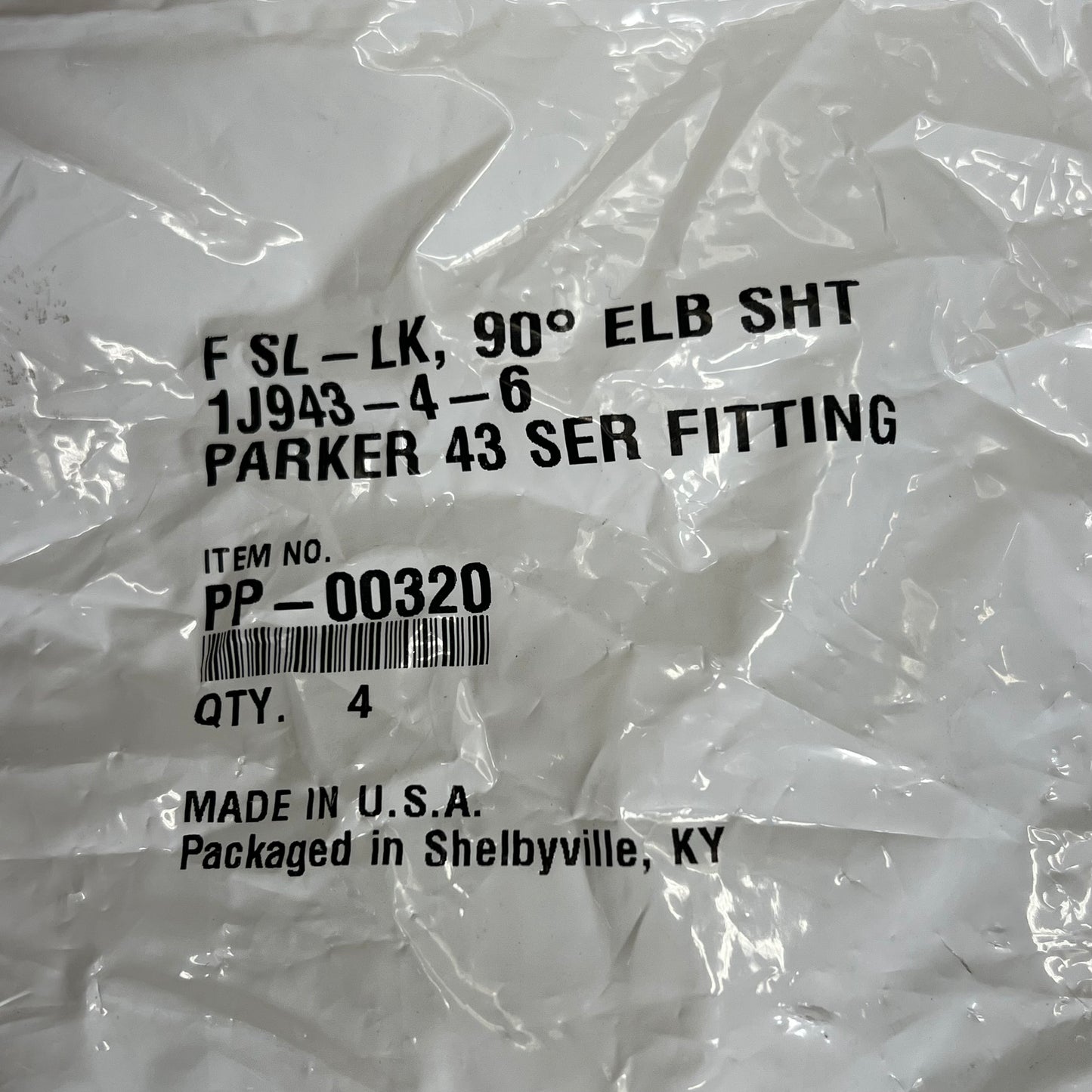 PARKER (4 PACK) Hydraulic Hose  90 Deg Elbow 1/4" Thread Silver PP-00320