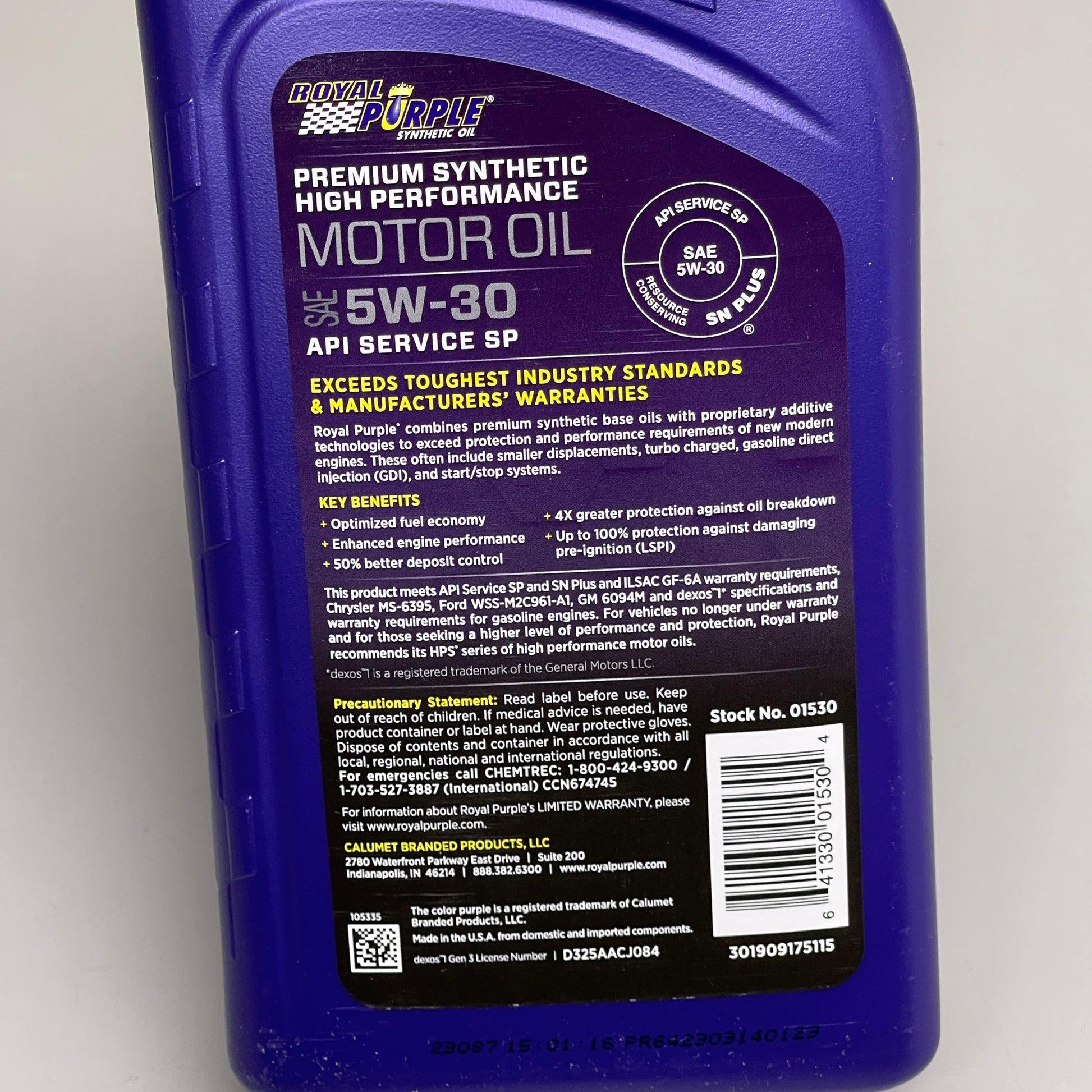 Royal Purple 01530 5W30 Synthetic Motor Oil (Quart)