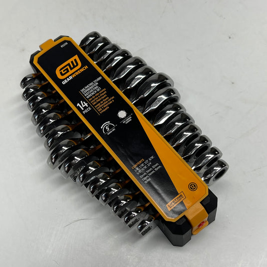 GEAR WRENCH Sae Metric Stubby Combination Wrench Tool Set 72 Tooth 14 Pc 85206
