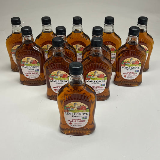 MAPLE GROVE FARMS (12 PACK) Crafted 100% Pure Maple Syrup 12.5 Fl Oz BB 07/27