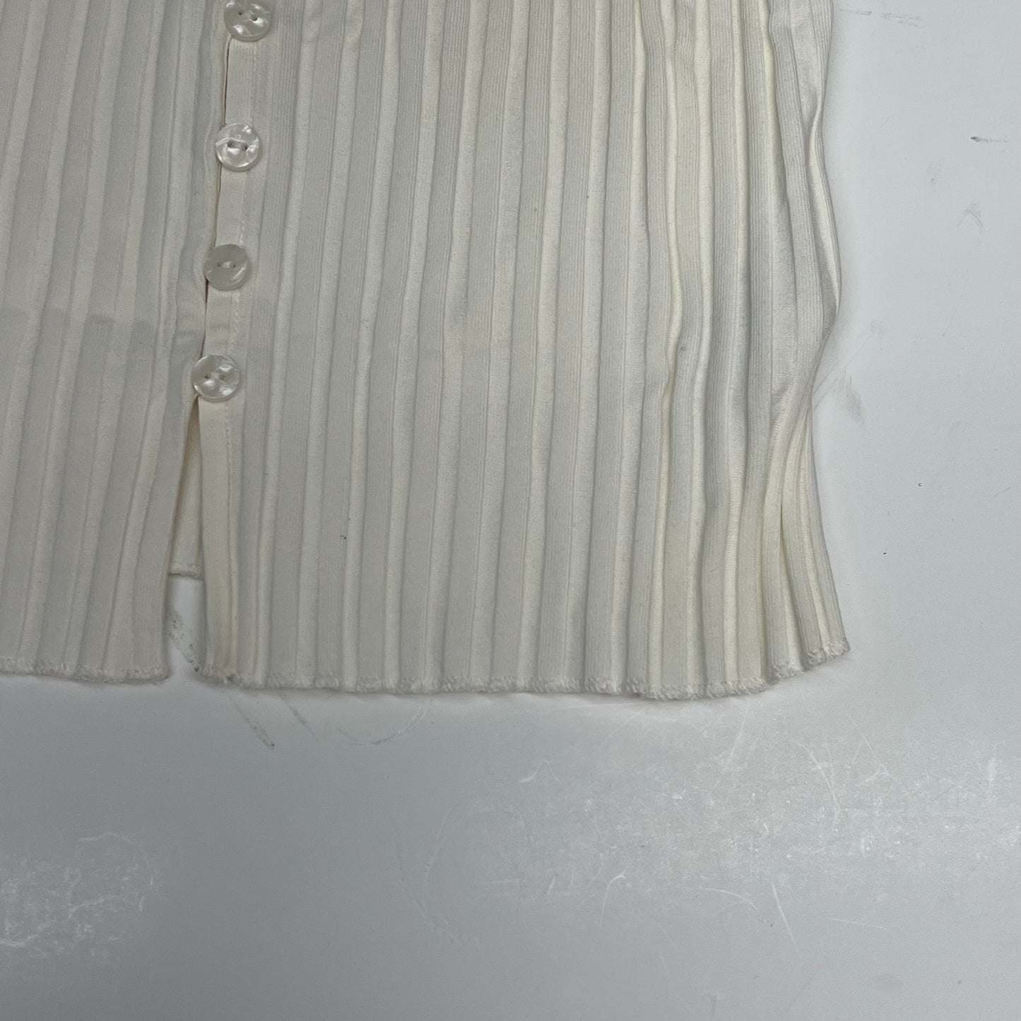 ZA@ FREE PEOPLE Tilly Ribbed Button Up Vest Women's Sz S White OB2078588