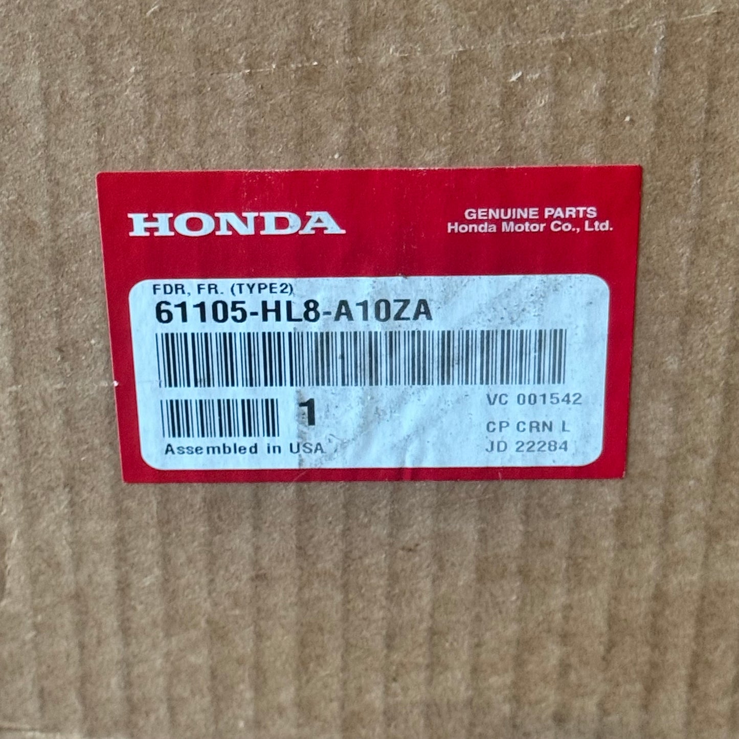 HONDA Fender Front Genuine Parts 61105-HL8-A10ZA Sz 55”Lx30.5”H Green