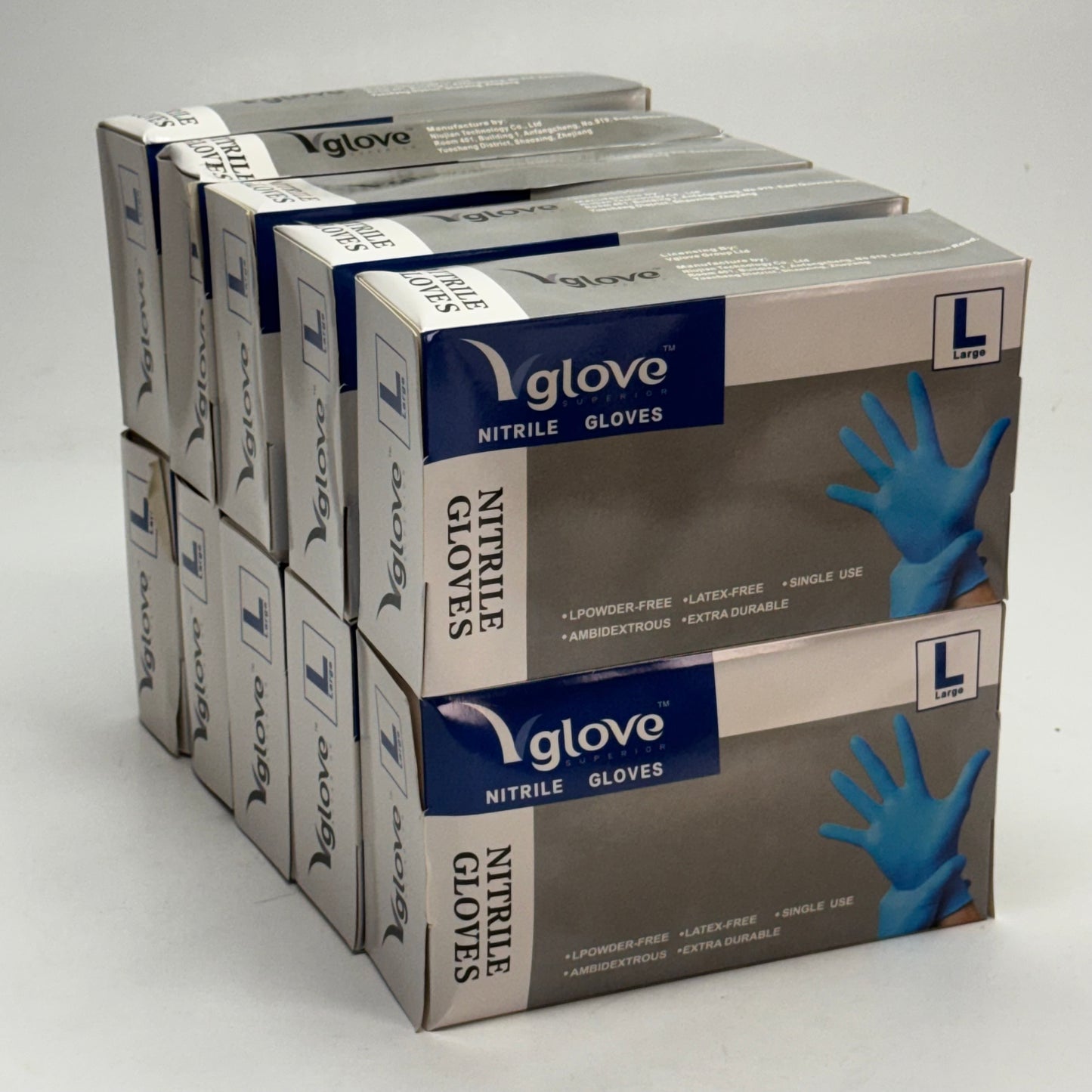 GLOVE (1,000 Count / Case of 10 Boxes) Blue Nitrile Disposable Gloves Size Large – Powder-Free