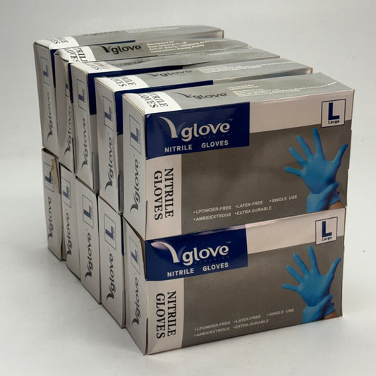 GLOVE (1,000 Count / Case of 10 Boxes) Blue Nitrile Disposable Gloves Size Large – Powder-Free