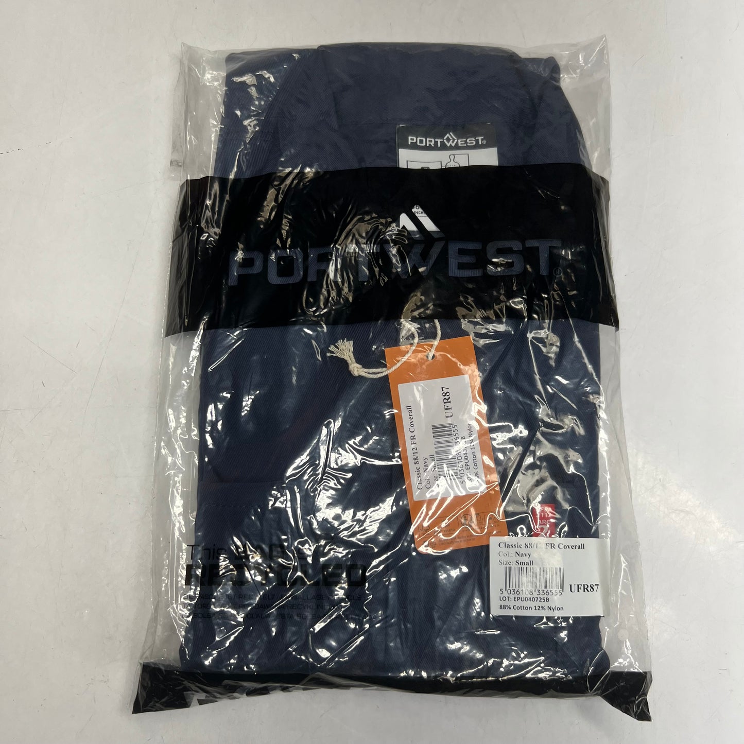 PORTWEST Bizflame 88/12 Classic FR Coveralls Sz Small, Navy UFR87