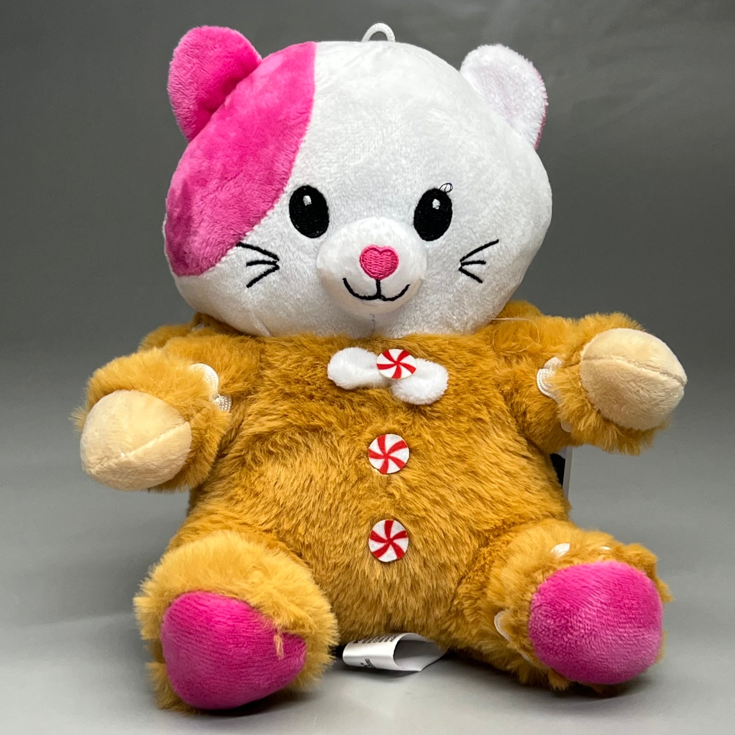 PEEK A BOO TOYS Kitty / Gingerbread Man Stuffed Animal Brown/ White/ Pink XMASDIS30