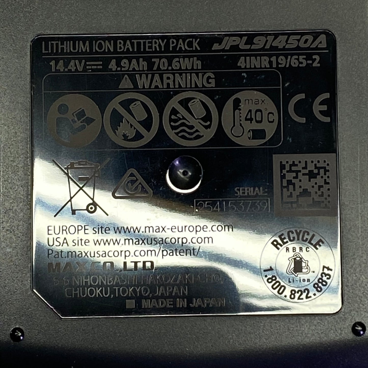 MAX LTD Lithium Ion Battery Pack 14.4V Black JPL91450A