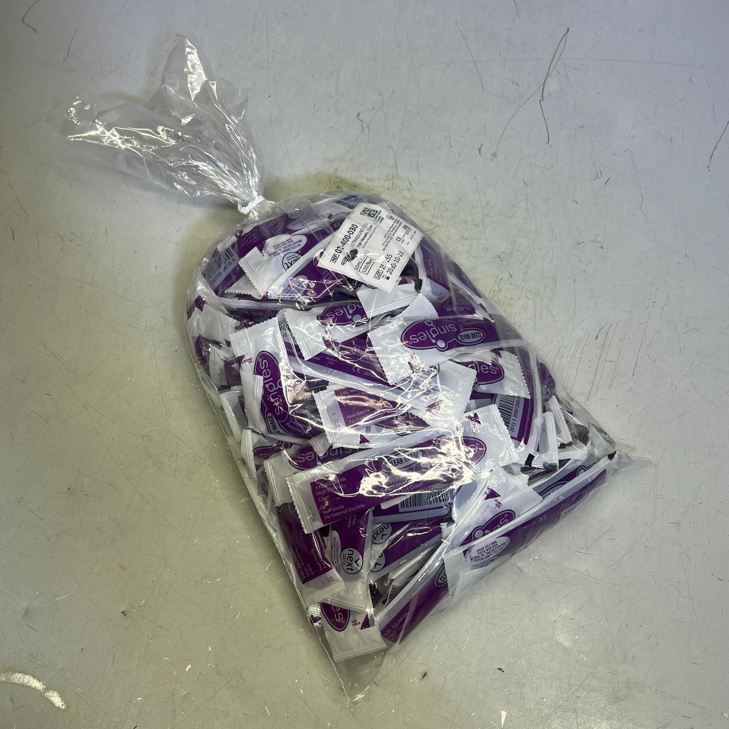 ZA@ CLEAR IMAGE (100 PACK, 1 Fl Oz Each) Singles Lite Ultrasound Gel Packets High Viscosity Clear