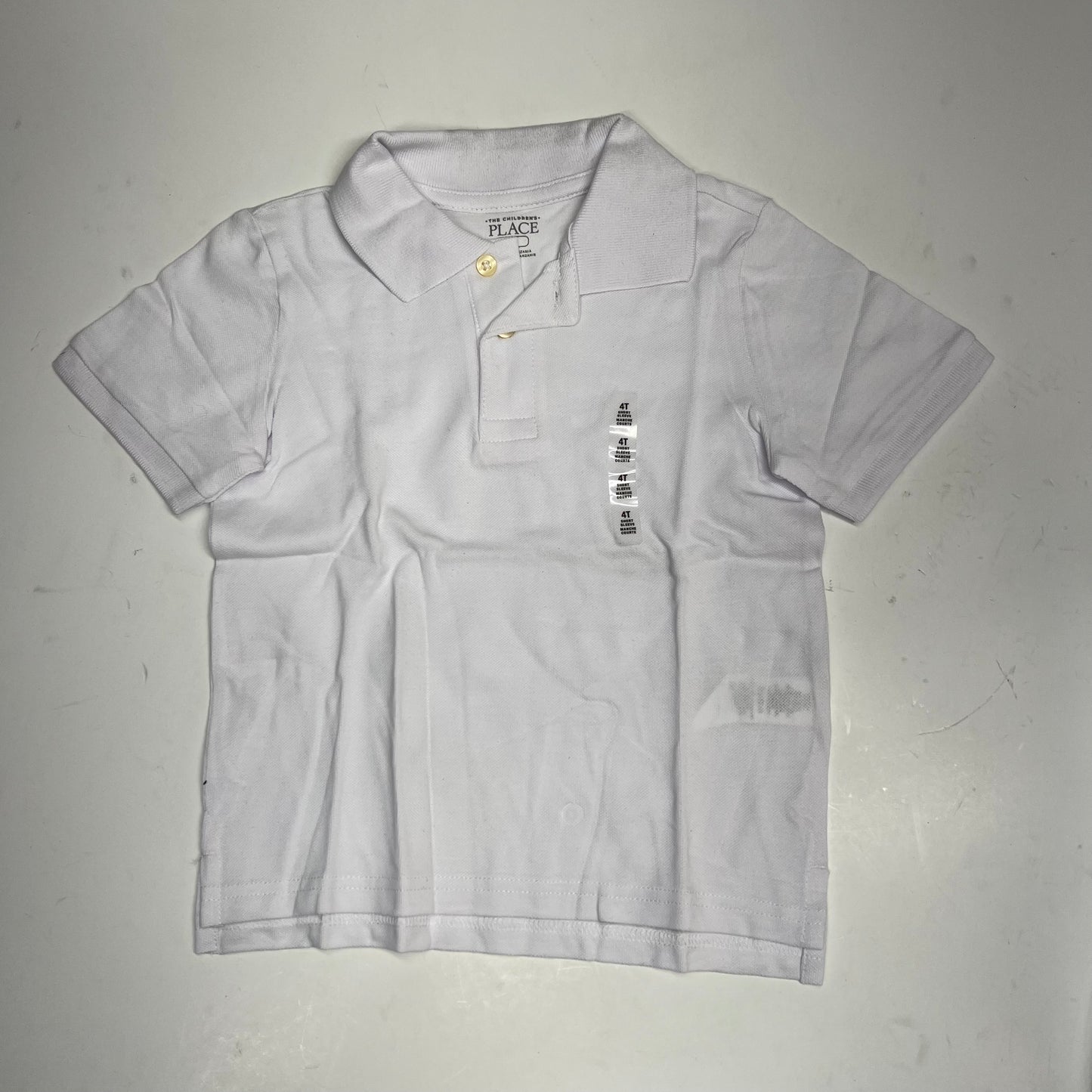 ZA@ THE CHILDRENS PLACE Uniform Soft Pique Polo Shirt 100% Cotton Boy's Sz 4T White (As-Is)