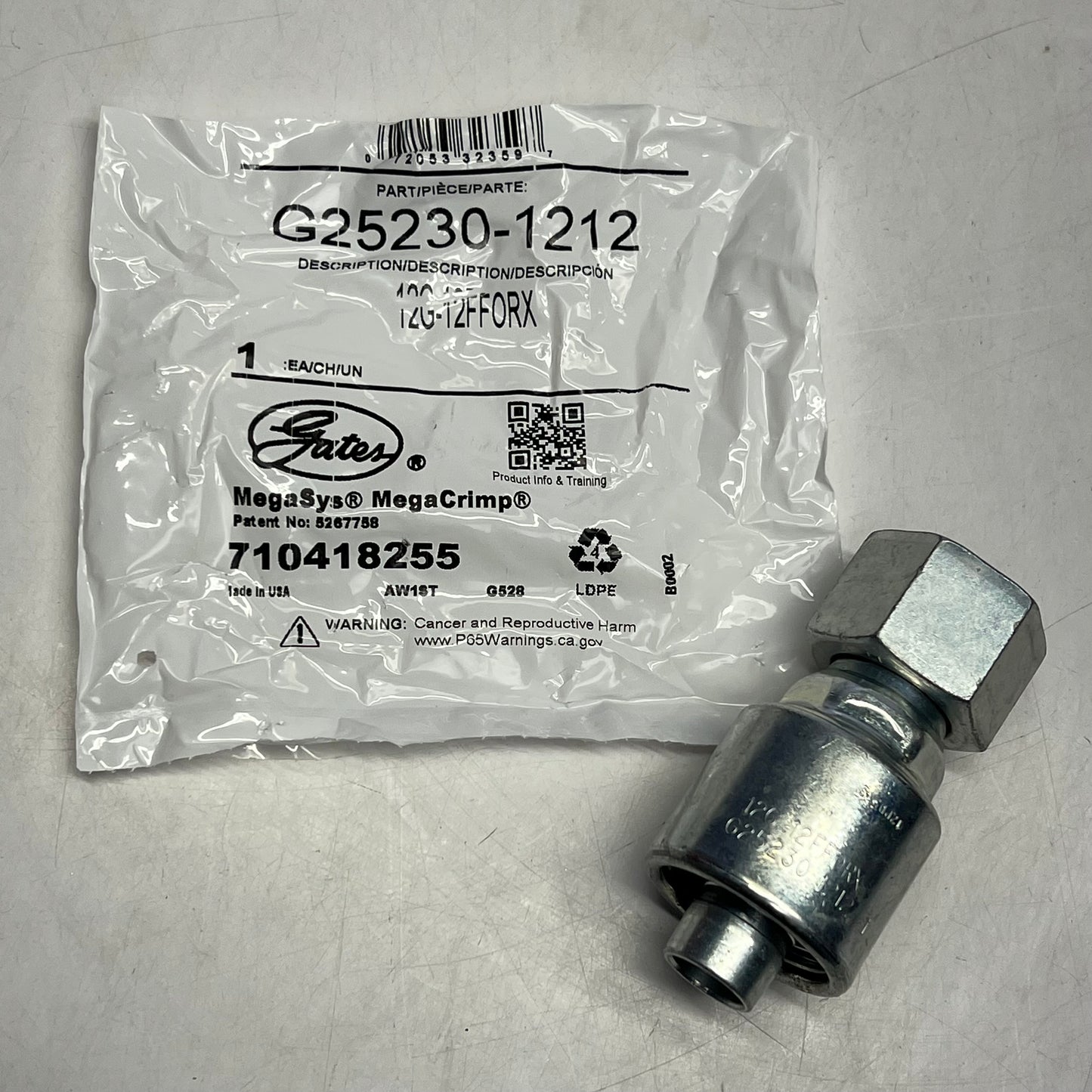 GATES  Female Flat-face O-ring Swivel Coupling 3/4" x 3.65" Silver G25230-1212