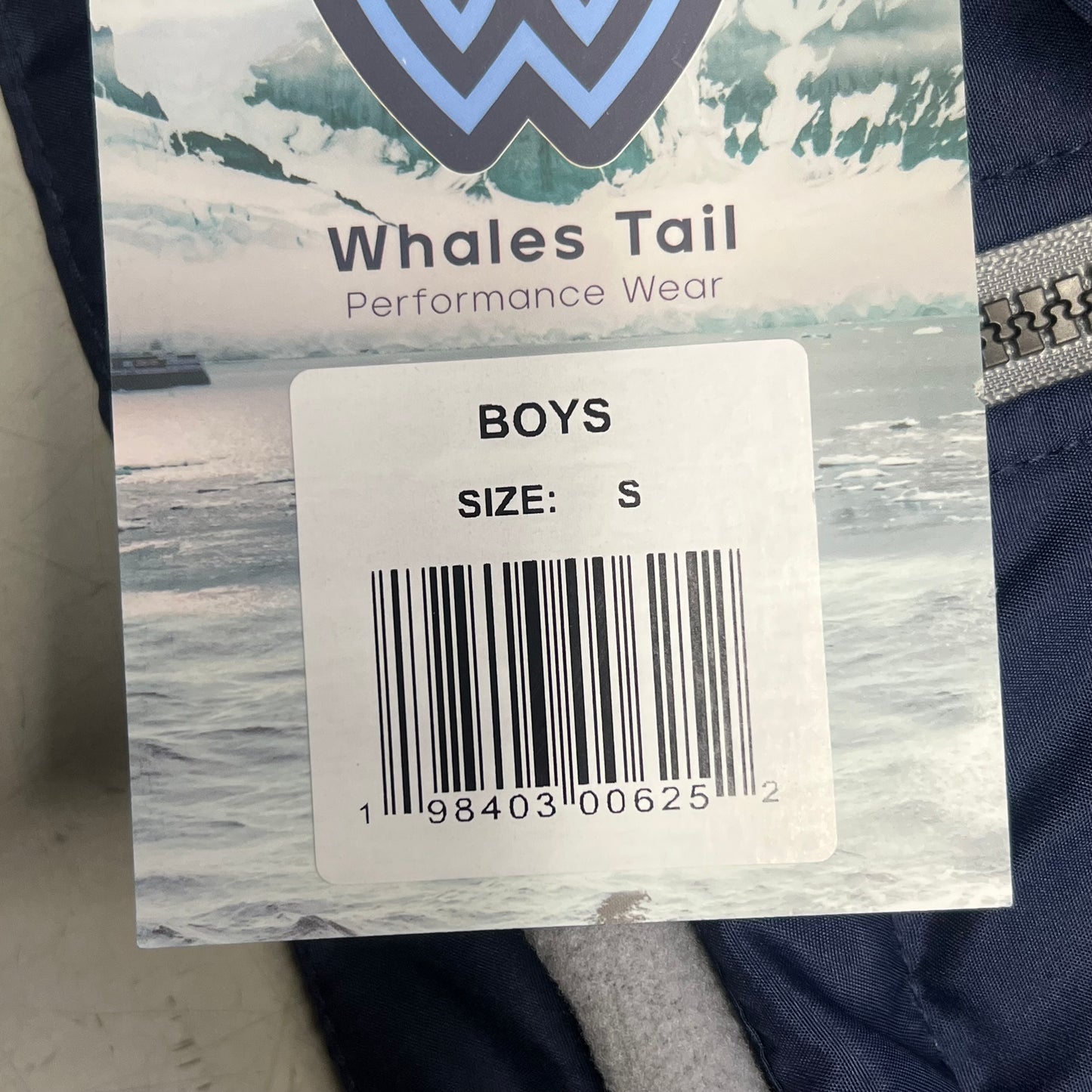 WHALES TAIL PERFORMANCE WEAR Fleece Lined Windbreaker Jacket Boys Sz S Navy Blue