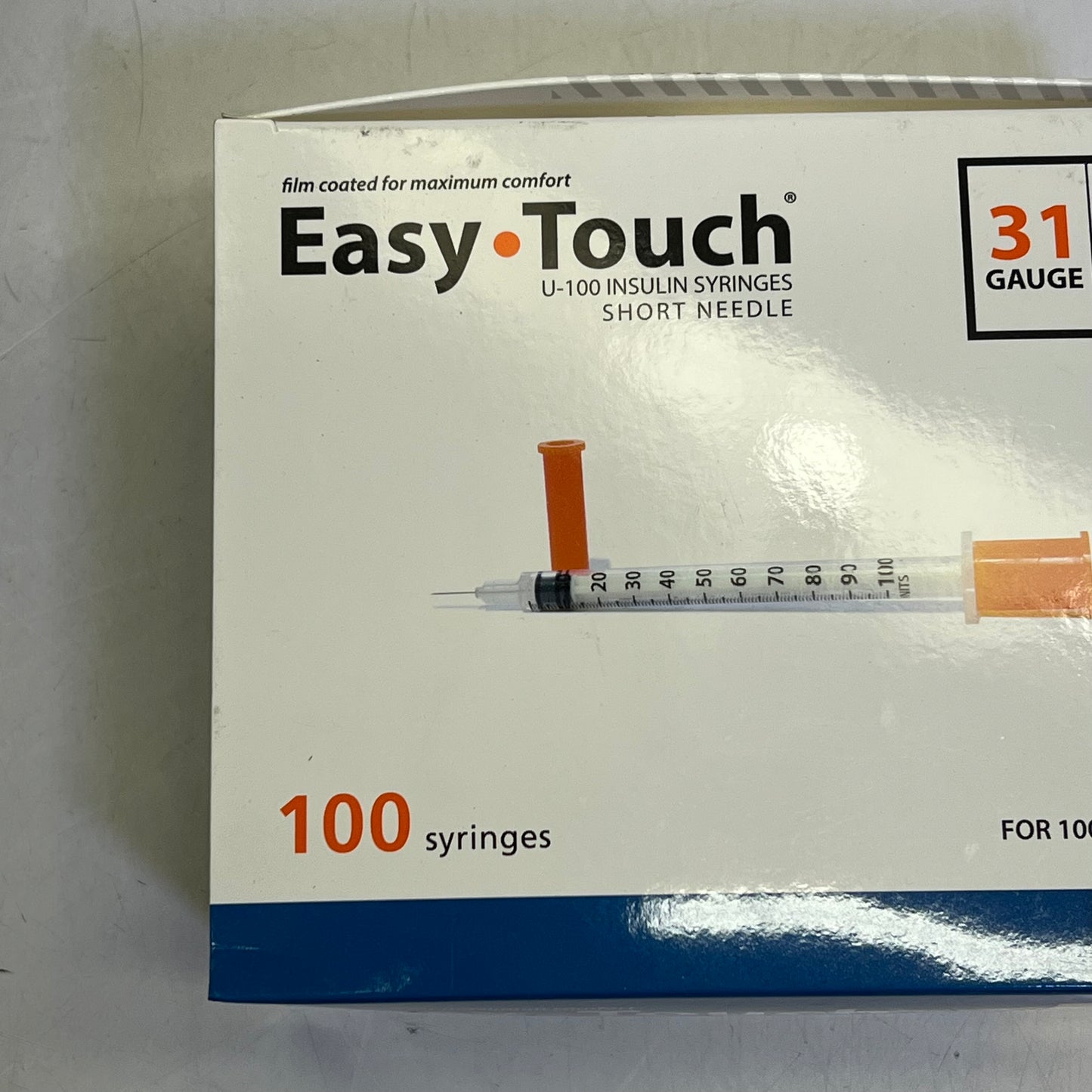EASY TOUCH (100 PACK) Insulin Syringes 31G 1CC 5/16" 31 Gauge 1mL BB09/29 831165
