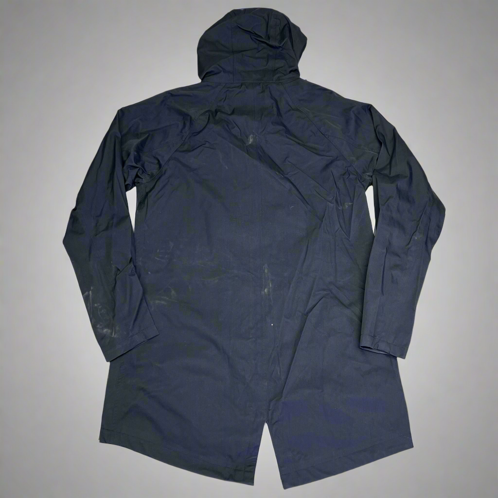 BARO Hooded Zip Closure Waterproof Drywear Long Trench Coat Unisex Sz M Black