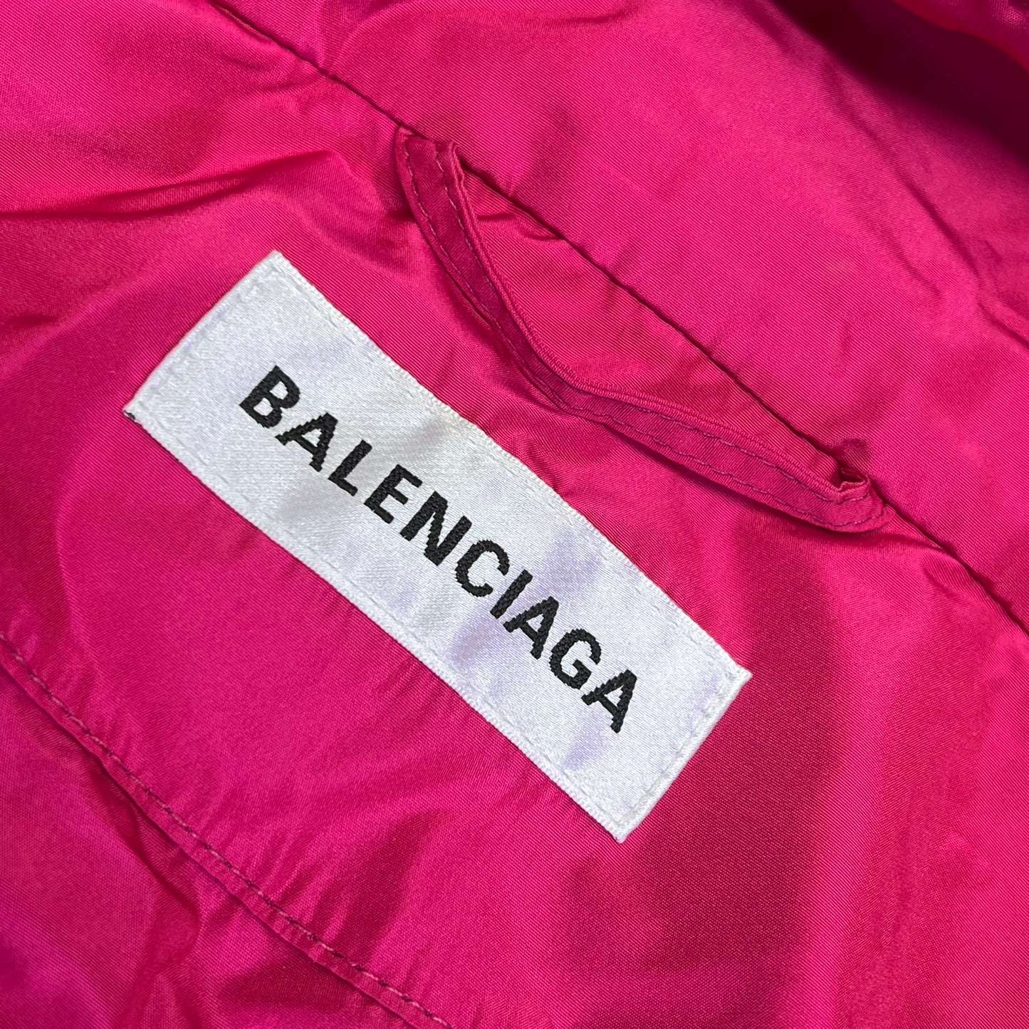 BALENCIAGA Oversized Logo Raincoat Made In Italy Women's Sz 38 Magenta