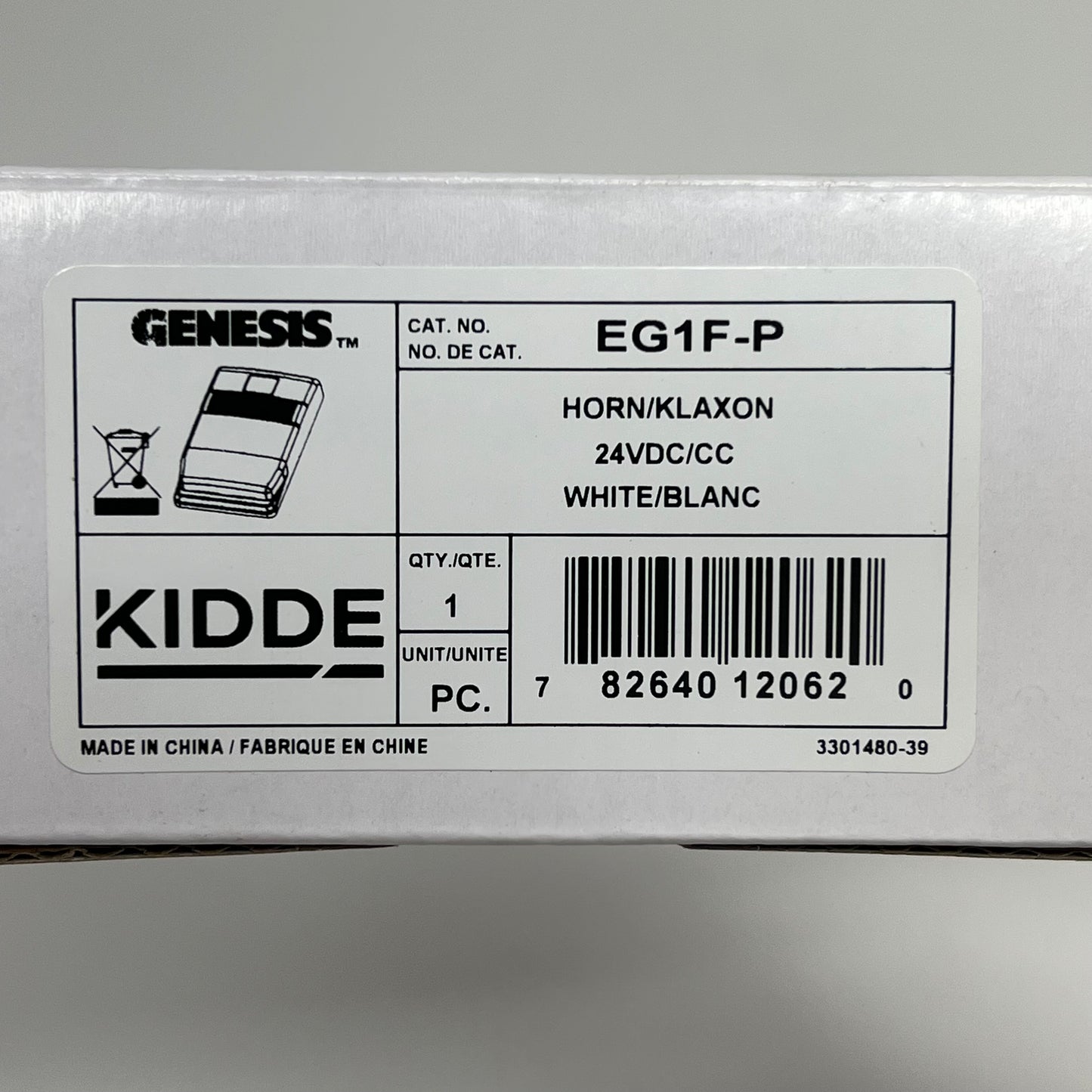 KIDDIE  Genesis Horn Low Profile Design Line Of Fire Alarm 4.5"x3" White EG1F-P