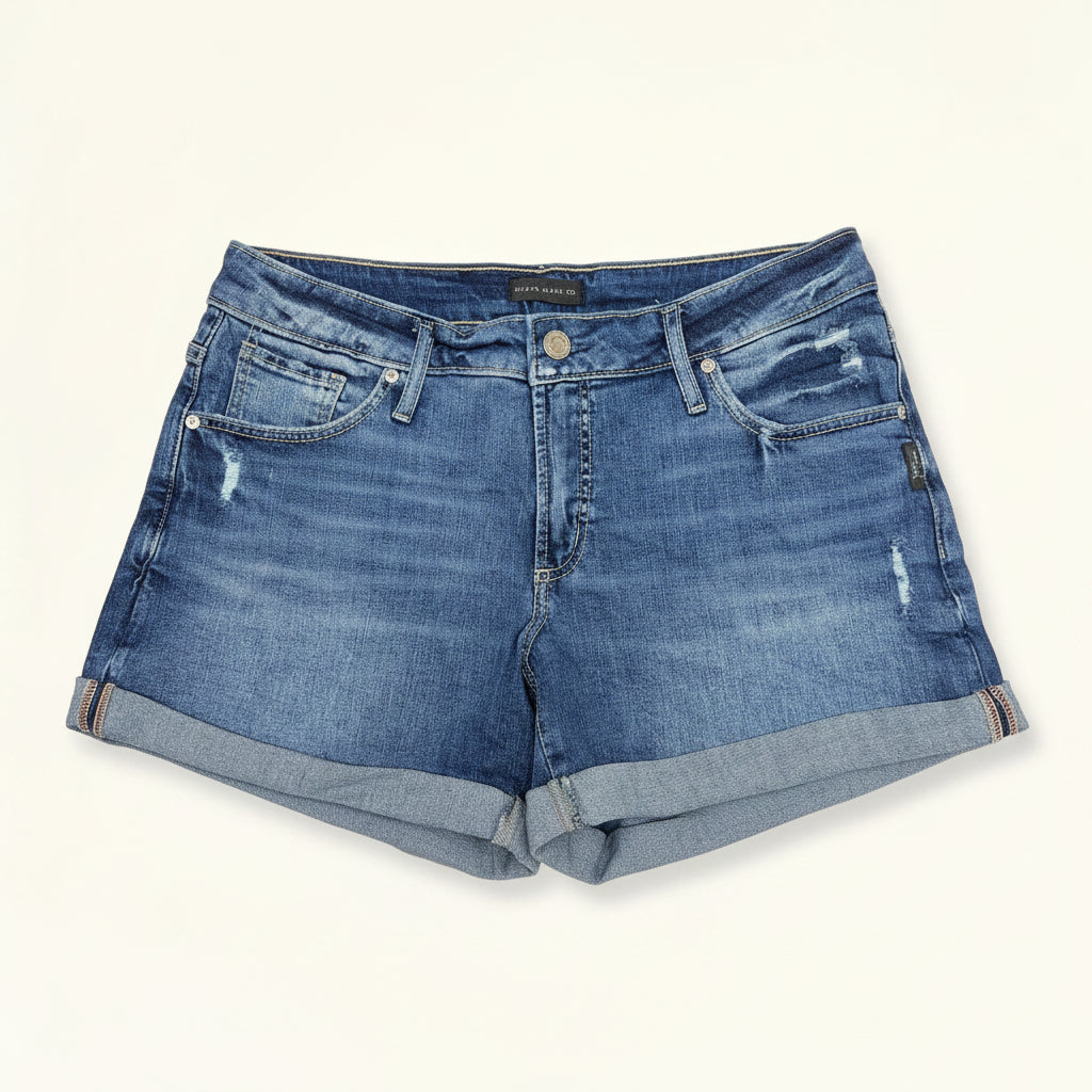 SILVER JEANS Boyfriend Mid Short 5-pocket Women's Sz 30/4.5 Indigo L53608EAF242