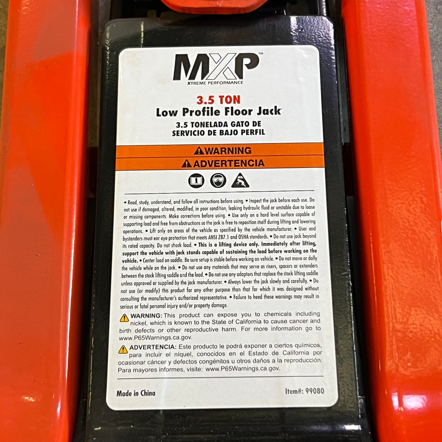 MXP Low Profile Floor Jack Dual Pump Pistons 3.5 Ton - 21.4" H  Orange 99080