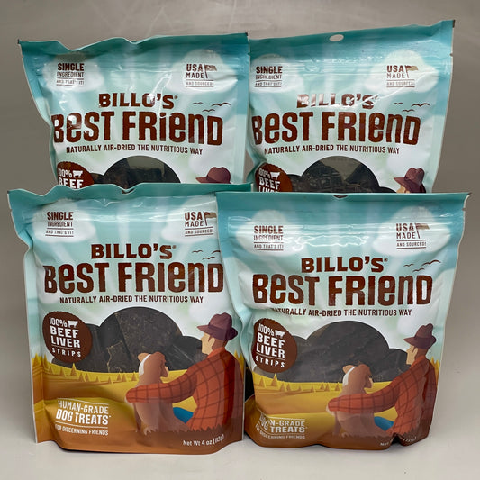 ZA@ BILLO’S BEST FRIEND (4 PACK) Beef Liver Strips 4 oz Each BB 10/24