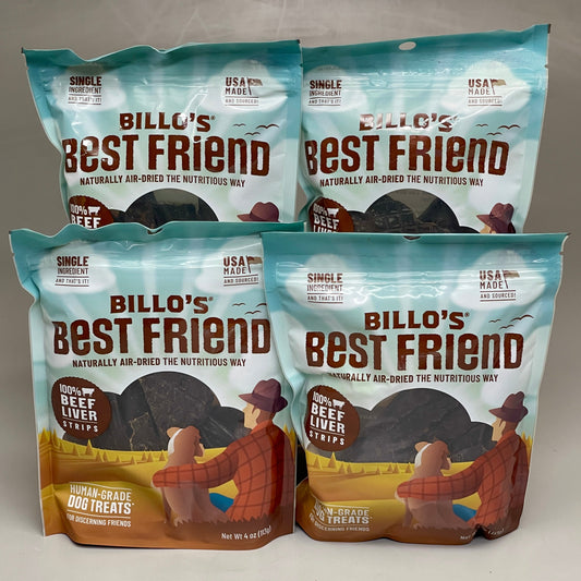 ZA@ BILLO’S BEST FRIEND (4 PACK) Beef Liver Strips 4 oz Each BB 10/24 B