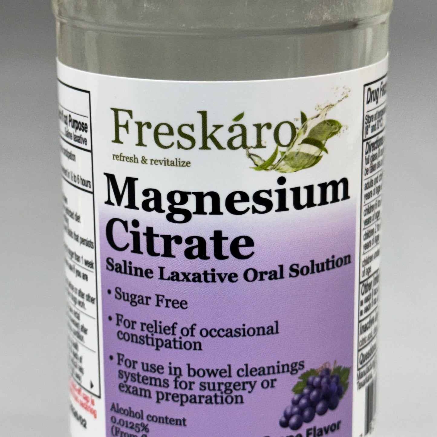 FESKARO (3 PACK) Magnesium Citrate Saline Laxative Oral Grape 10 fl oz 02/26