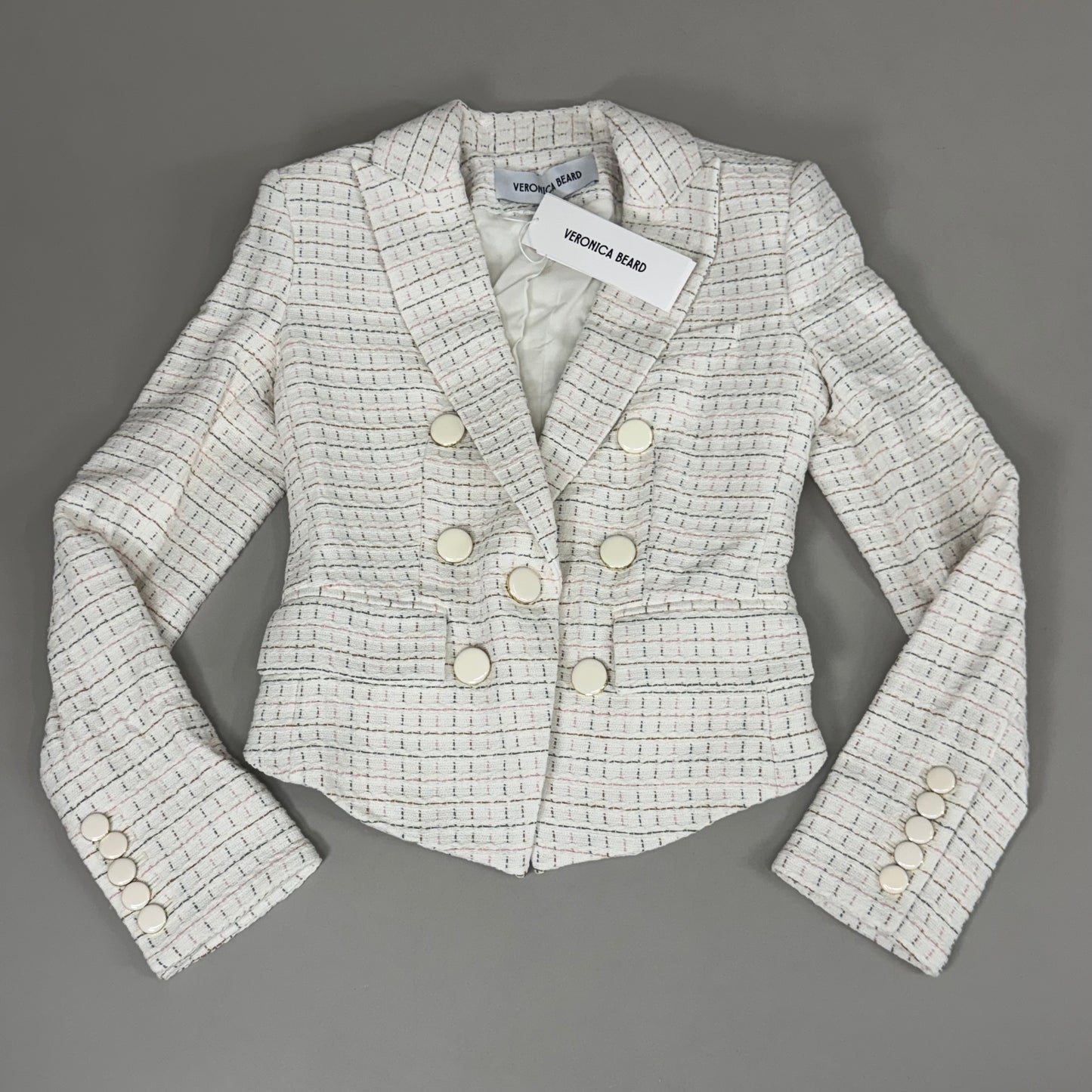 VERONICA BEARD Women's Diego Dickey Jacket Sz-12 Ivory/Multi 2406TW651509