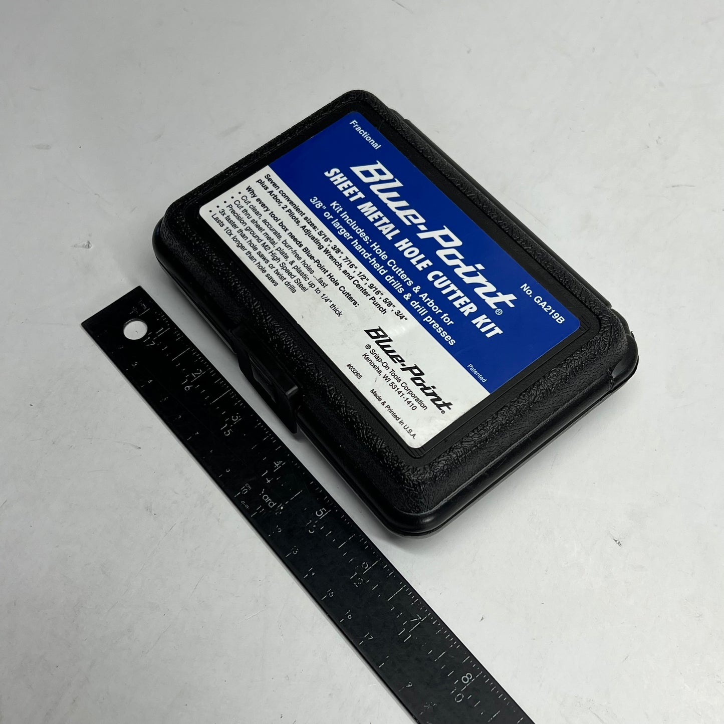 BLUE POINT Snap on Sheet Metal Hole Cutter Kit Design Prevents Clogging GA219B