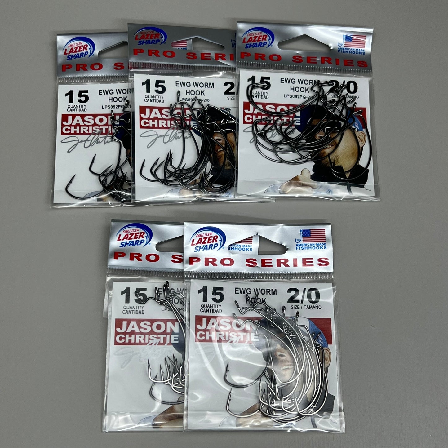 EAGLE CLAW(5 PACK) Round Bend EWG Worm Hook Platinum Blk #2/0 15pc LPS092PG-2/0