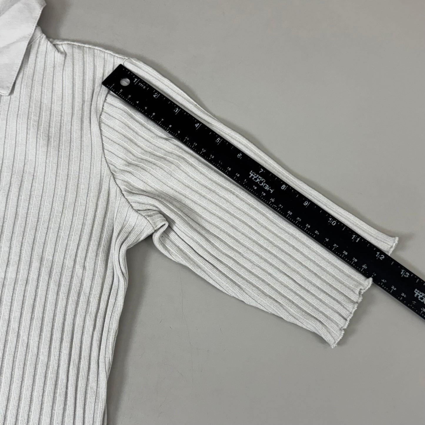 VINCE Ribbed Cotton-Blend Polo Dress 4 Button Women's Sz M Salt Glass V041584525