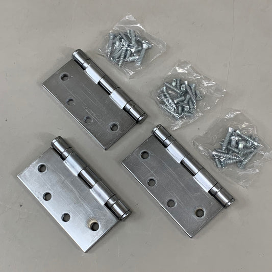 HAGER (3 Pack) Hinge 5 Knuckle Steel 4.5"x4.5" Satin Chrome BB1279